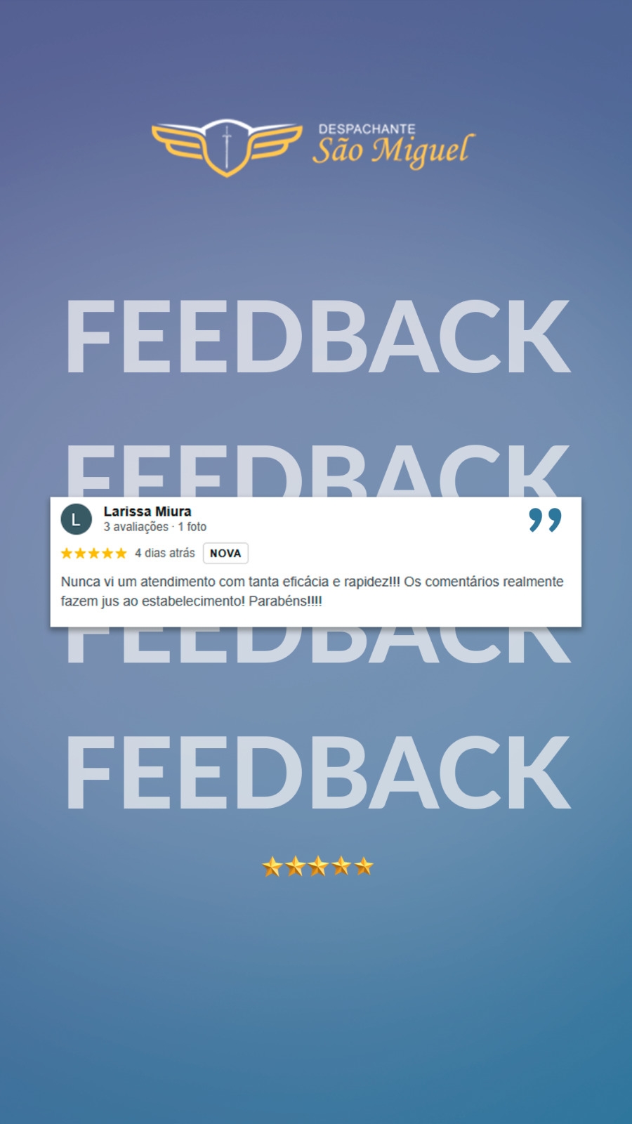 Nunca vi um atendimento com tanta eficácia e rapidez! Os comentários realmente fazem jus ao estabelecimento! Parabéns!